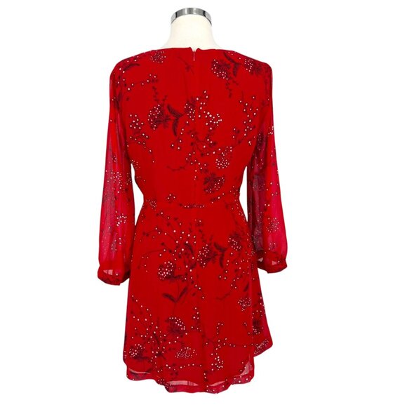 Madewell Hazelwood Wrap-Front Mini Dress Windswept Floral Red Size 8 NWT - Picture 9 of 13